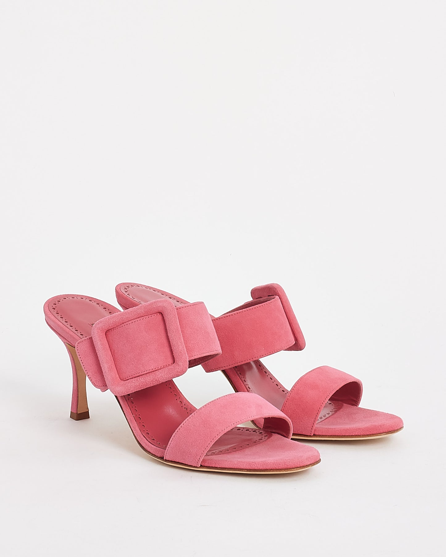 Manolo Blahnik Pink Suede Gable Mules - 40