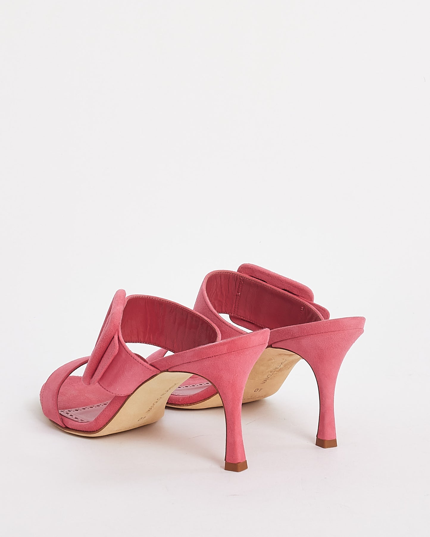 Manolo Blahnik Pink Suede Gable Mules - 40