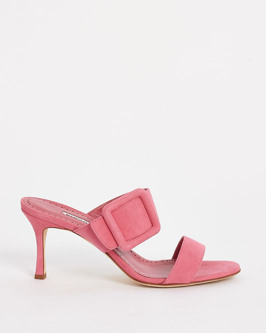 Mules à pignon en daim rose Manolo Blahnik - 40