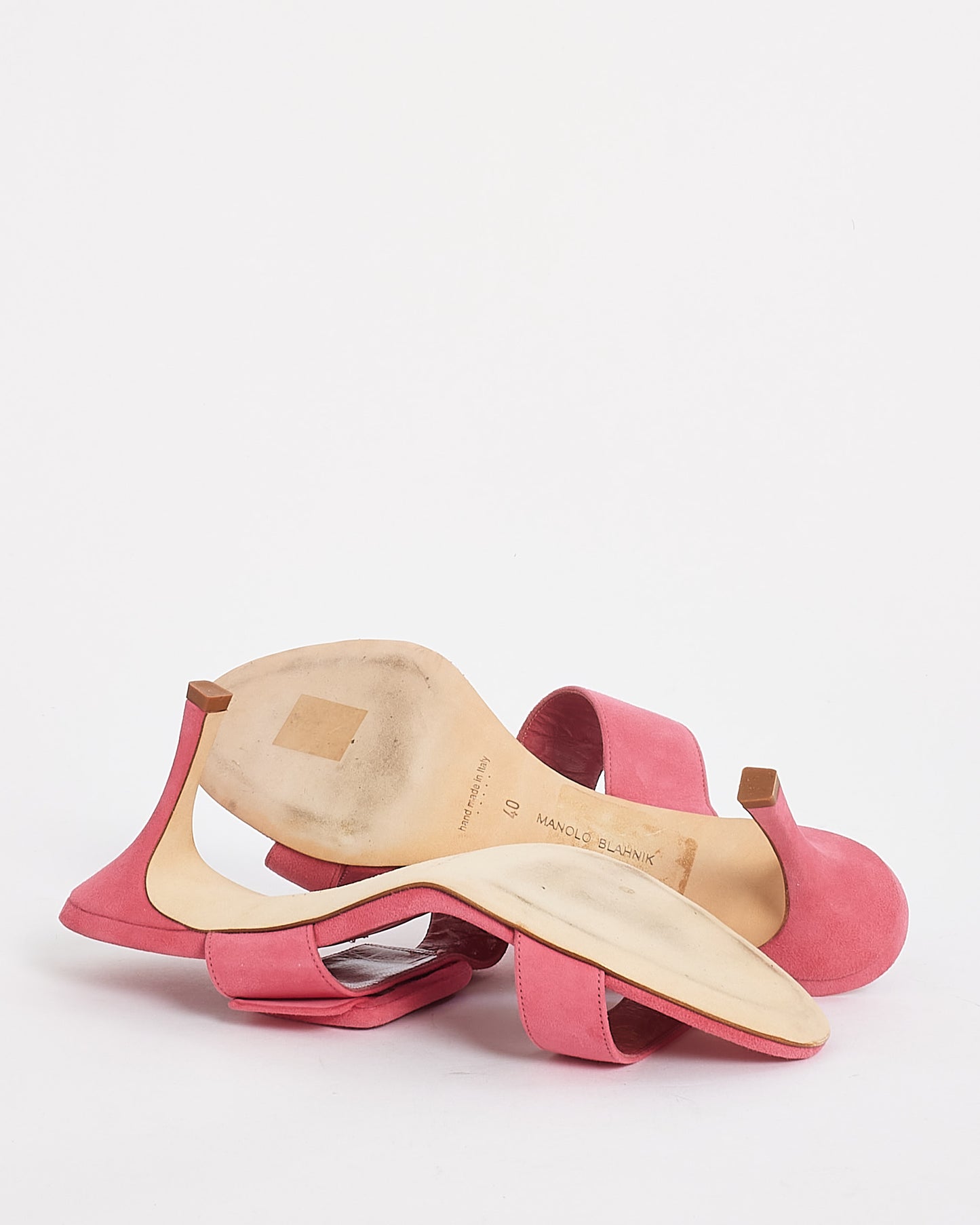 Manolo Blahnik Pink Suede Gable Mules - 40