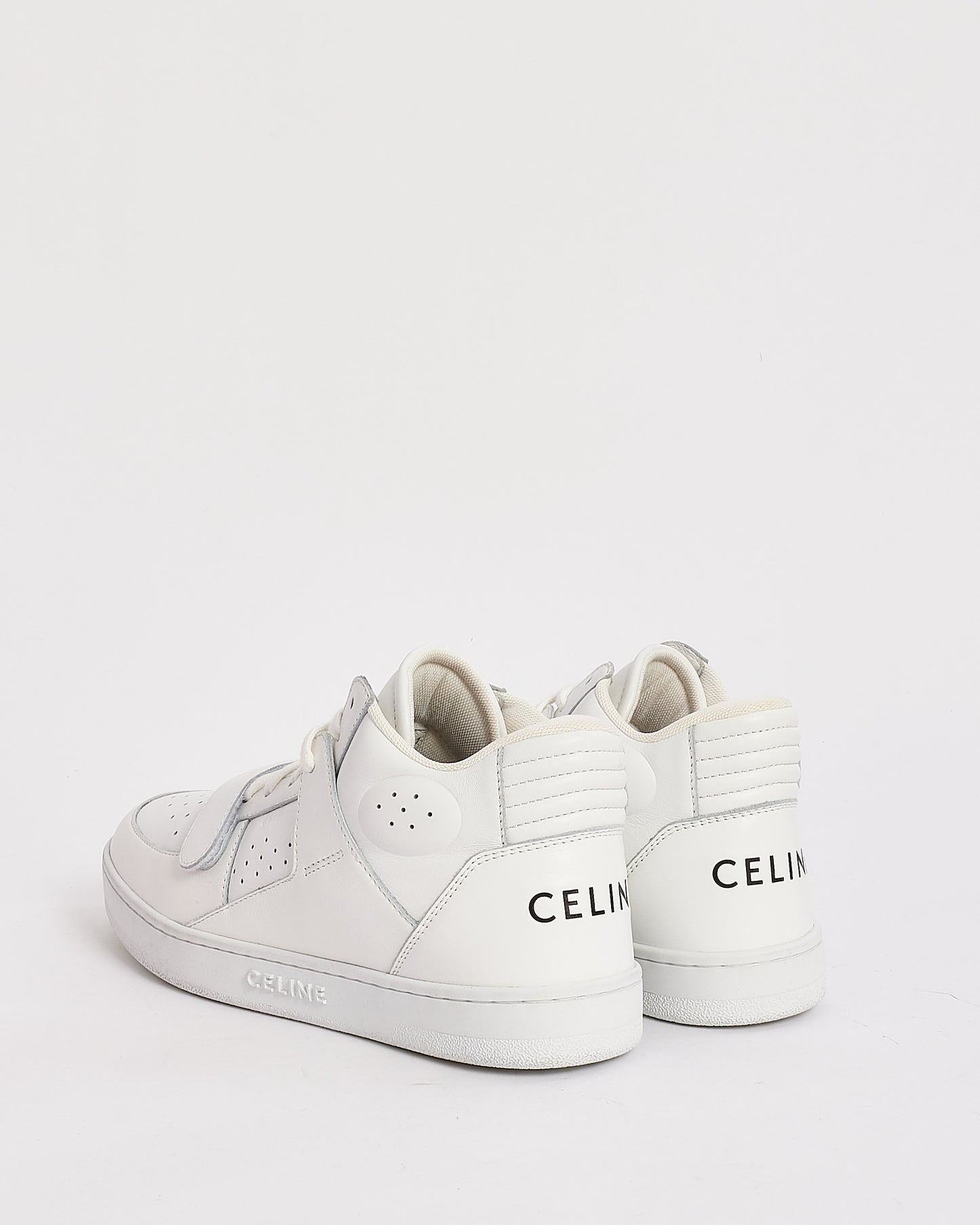 Celine White Leather CT-02 High Top Sneakers - 40