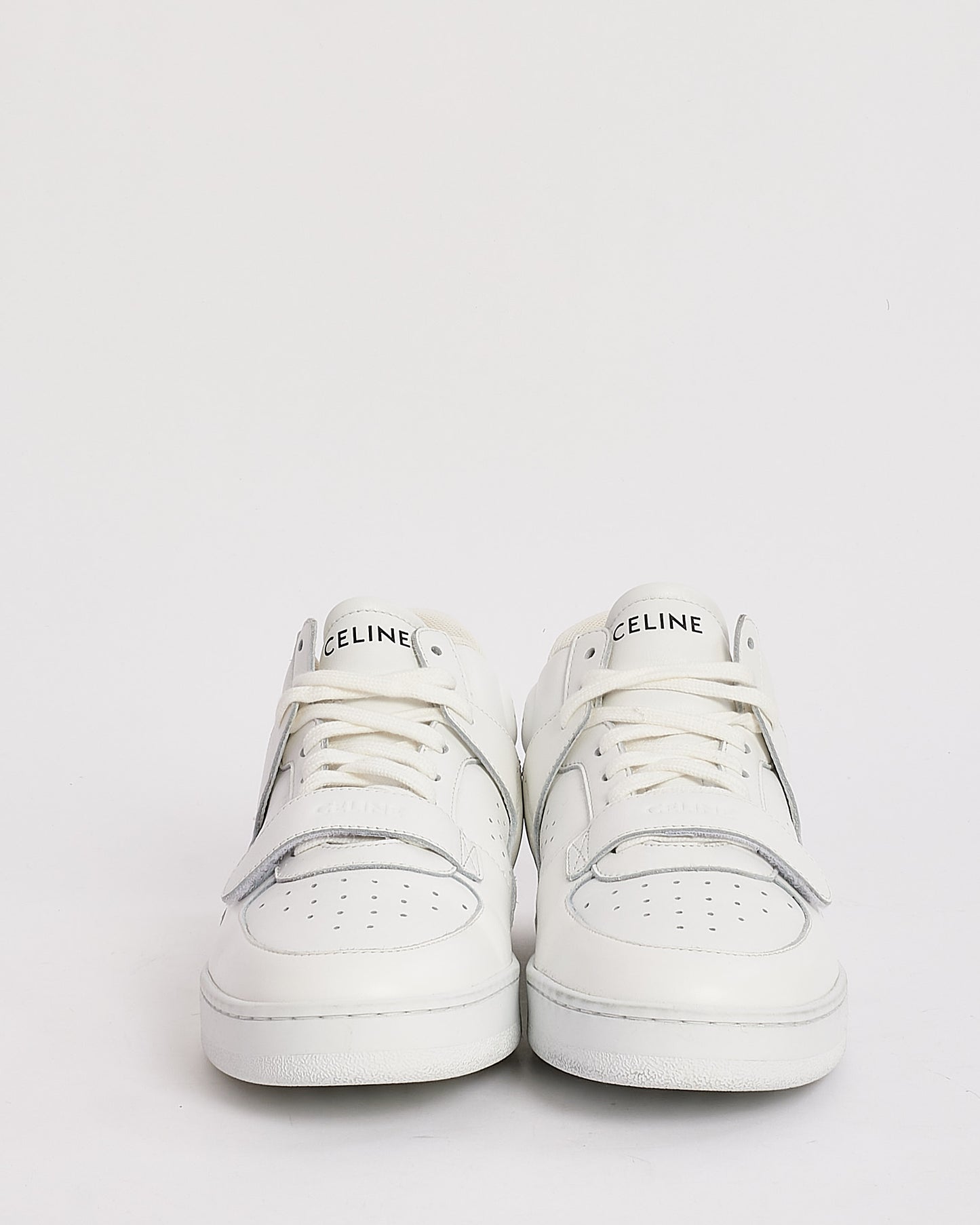 Celine White Leather CT-02 High Top Sneakers - 40