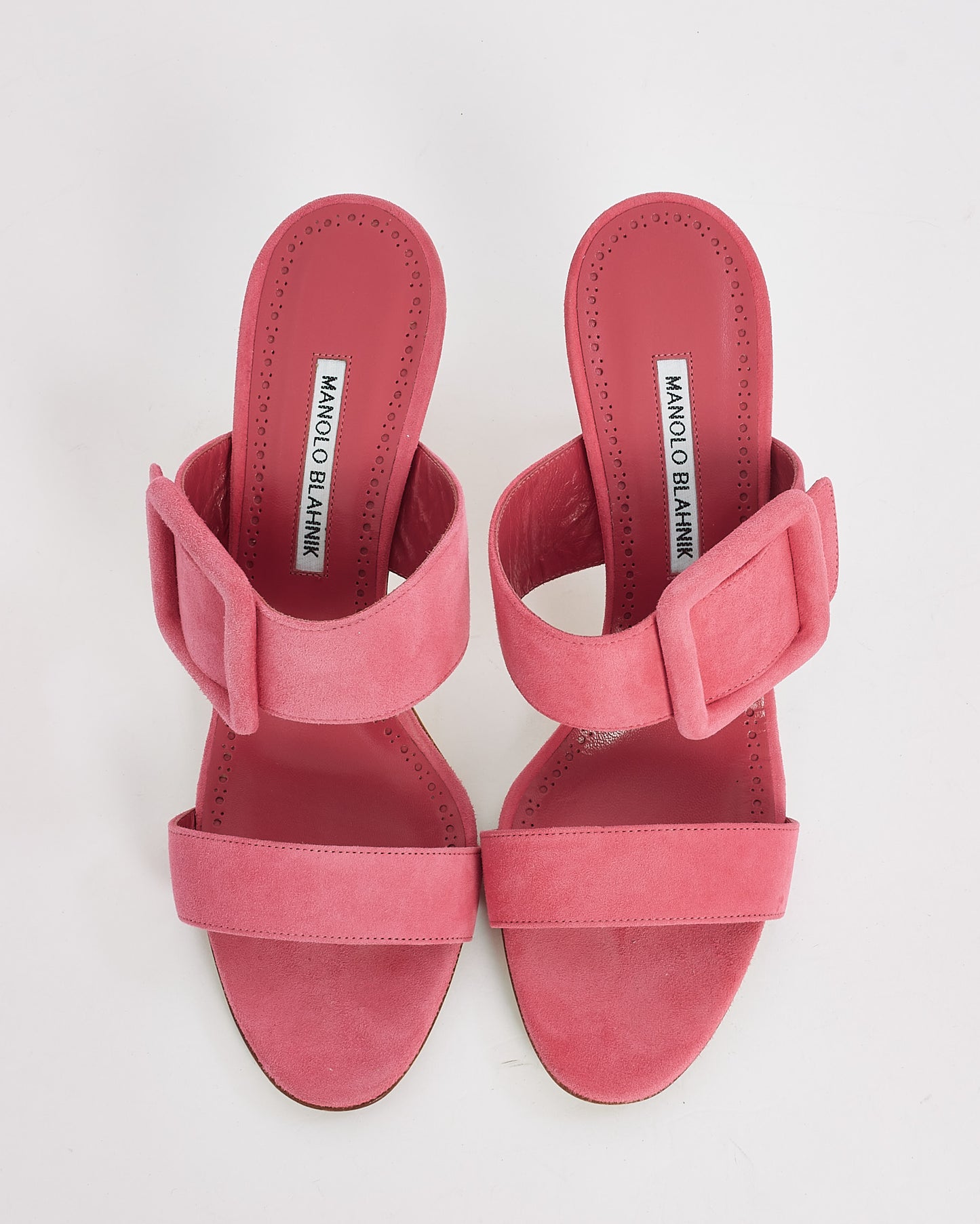 Manolo Blahnik Pink Suede Gable Mules - 40