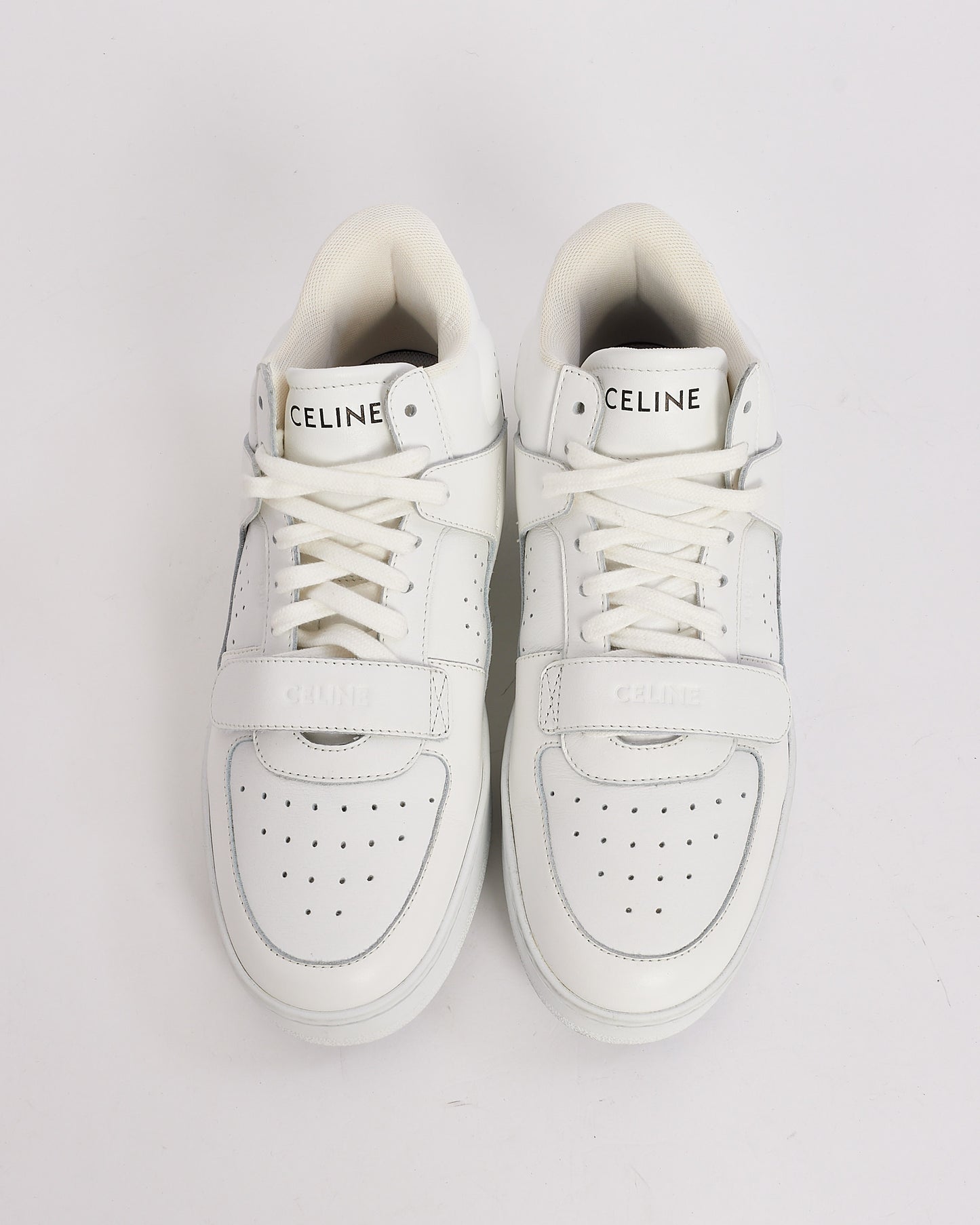 Celine White Leather CT-02 High Top Sneakers - 40