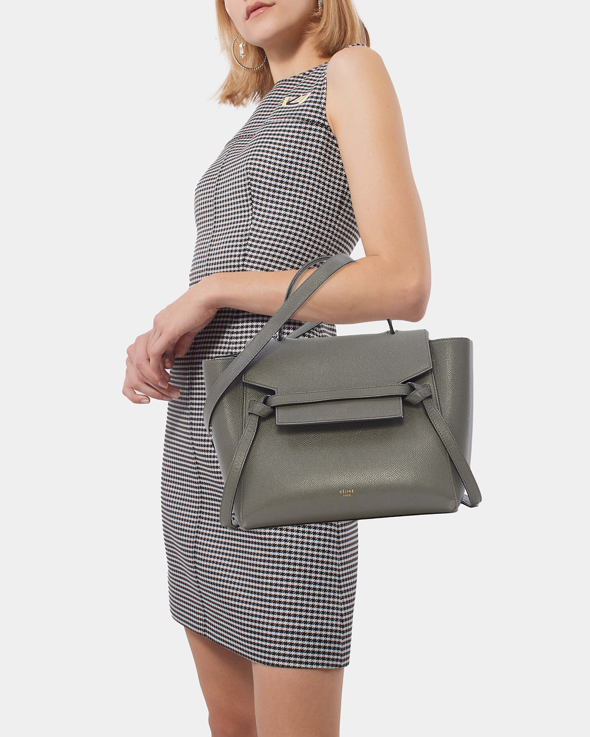 Celine Grey Grained Leather Mini Belt Bag