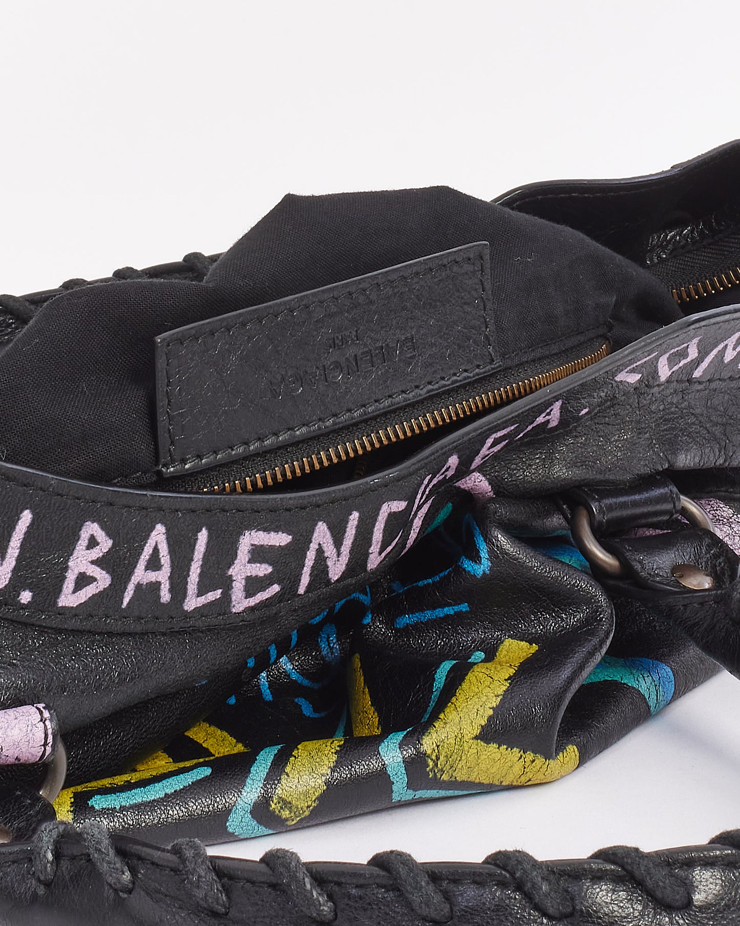 Balenciaga Black/Multi Leather Classic City Graffiti Bag