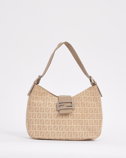 Fendi Beige Canvas Zucchino Print Hobo Shoulder Bag