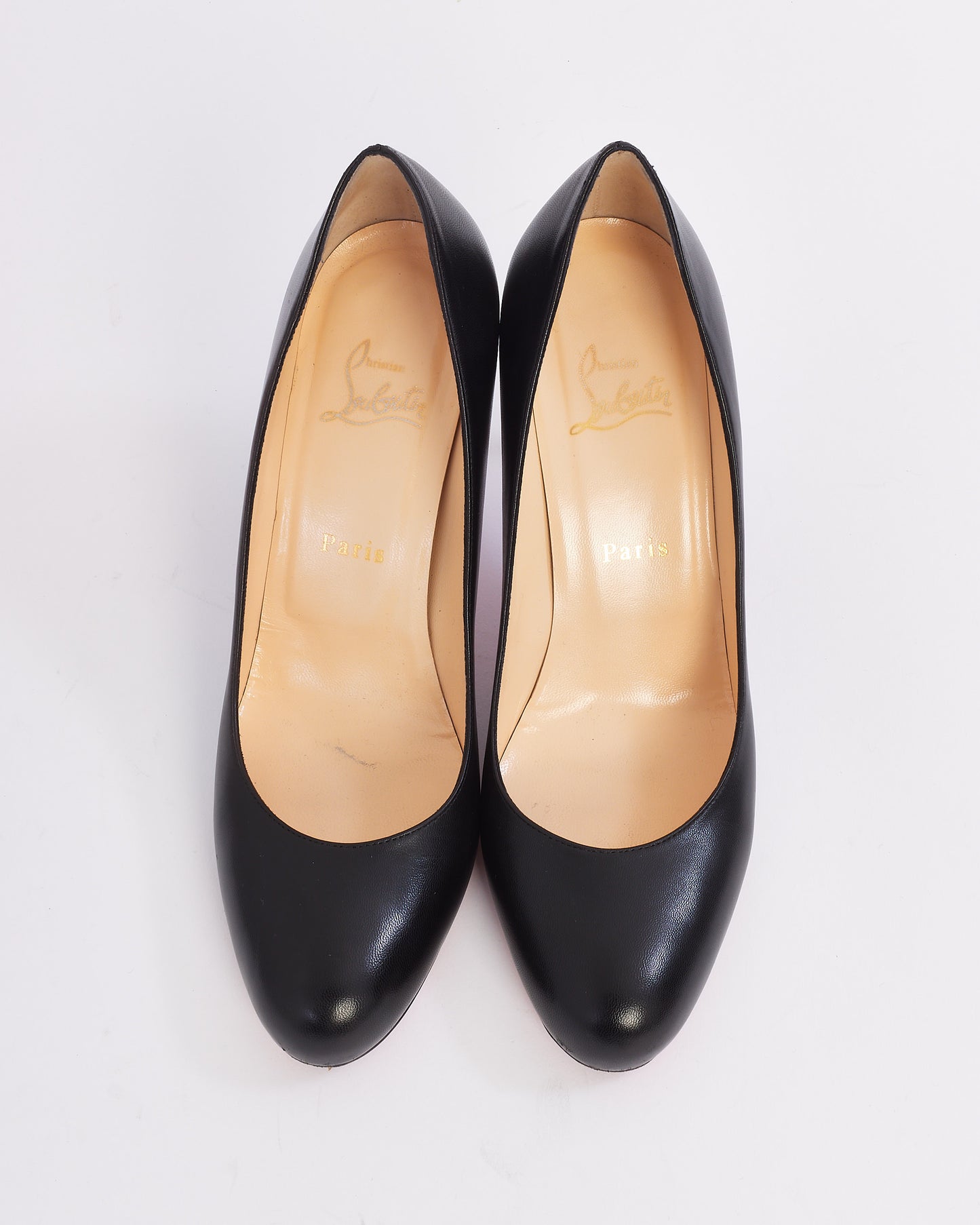 Christian Louboutin Black Leather Round Toe Simple Pump 39.5