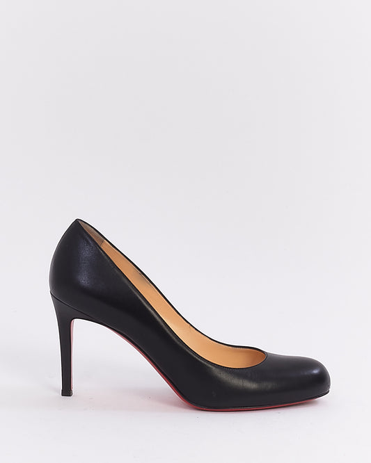 Christian Louboutin Black Leather Round Toe Simple Pump 39.5