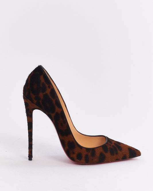 Christian Louboutin Cheetah Print Pony Hair 120mm So Kate Heels - 38