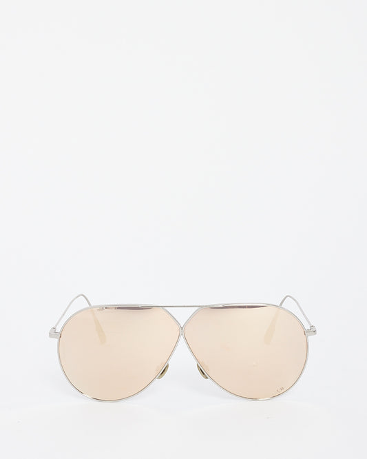 Dior Silver Metal Mirrored Aviator Sunglasses