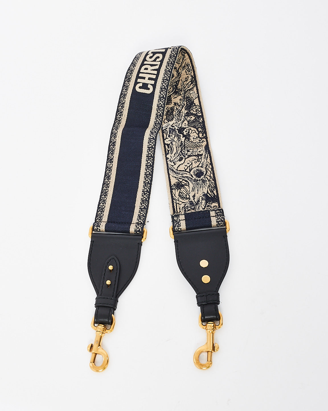 Dior Navy Blue Oblique Logo Canvas Guitar Strap