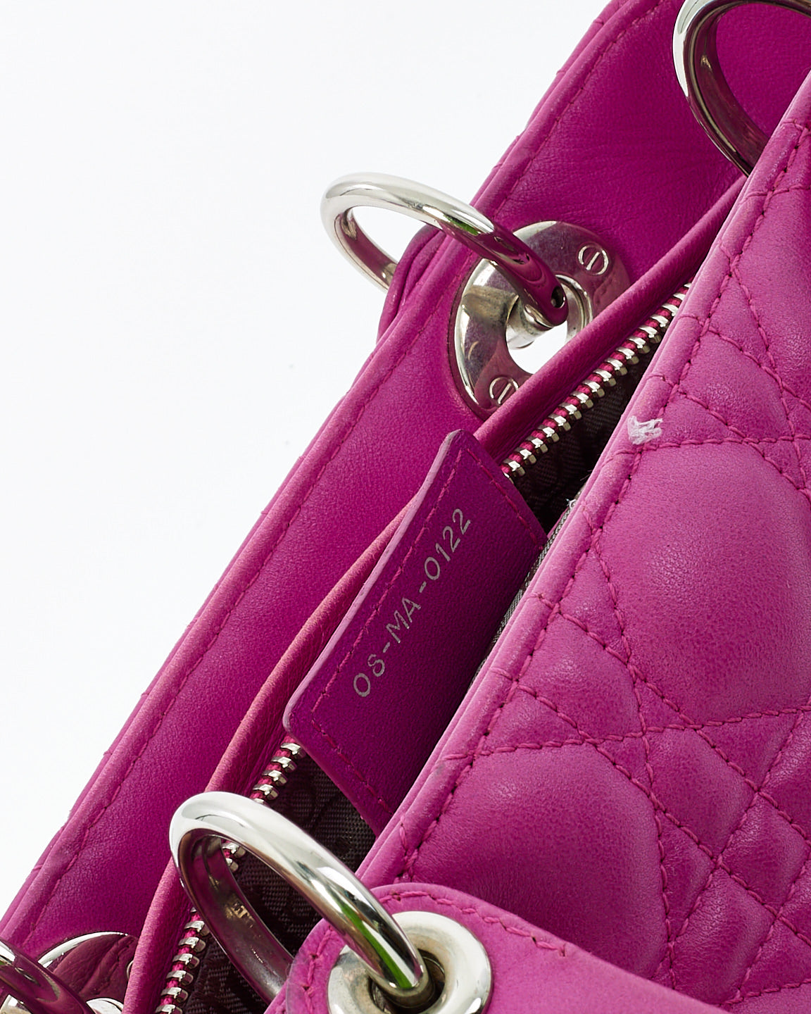 Dior Fushia Cannage Leather Medium Lady Dior