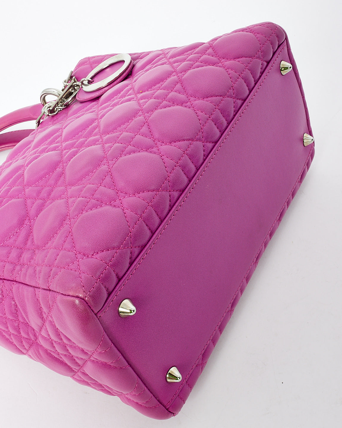 Dior Fushia Cannage Leather Medium Lady Dior