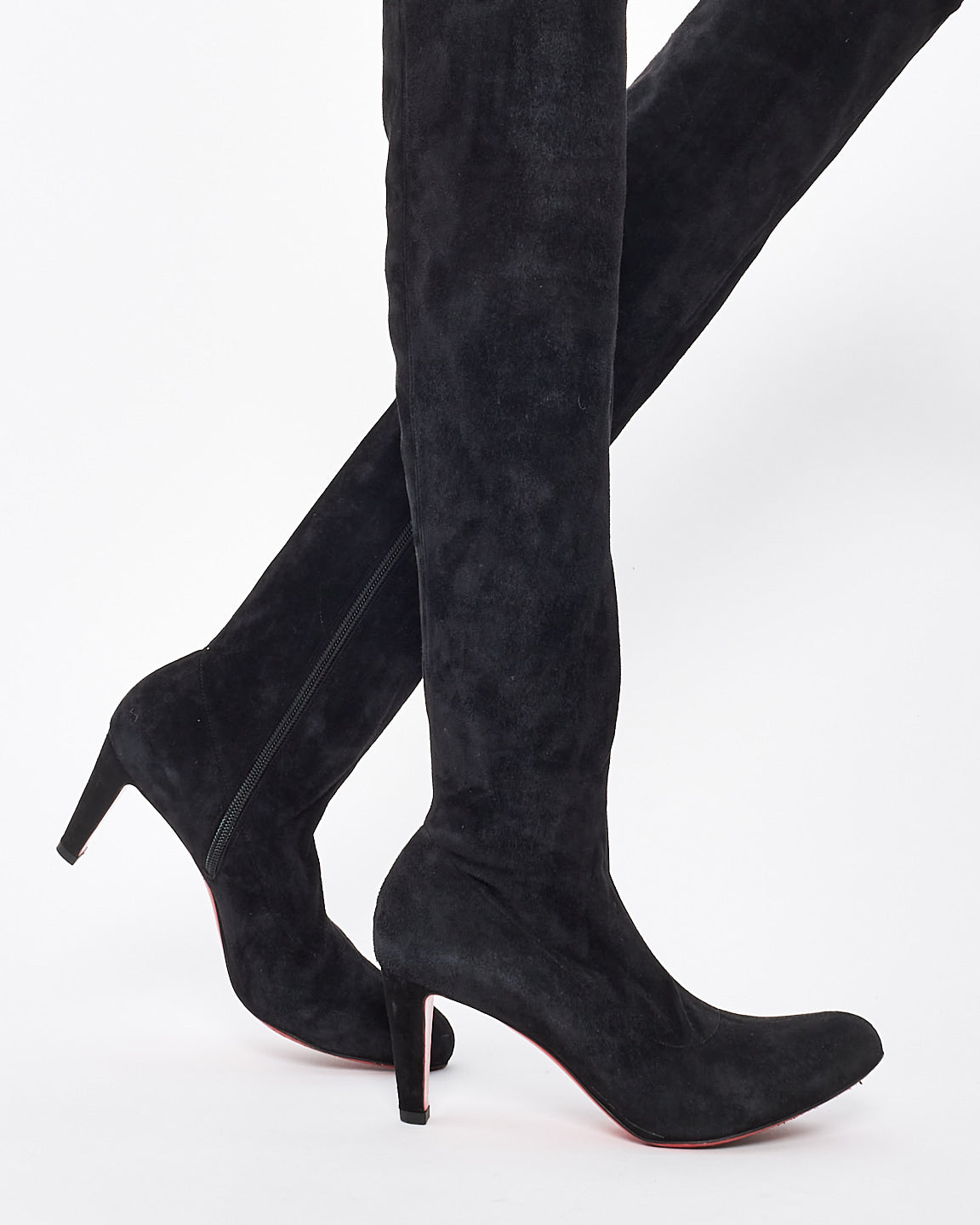 Christian Louboutin Black Suede OTK Boots - 37.5