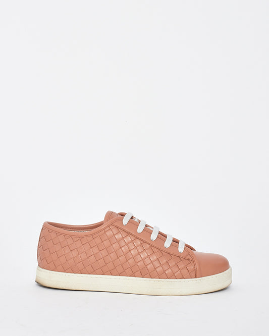 Bottega Veneta Dusty Pink Intrecciato Leather Sneaker - 37