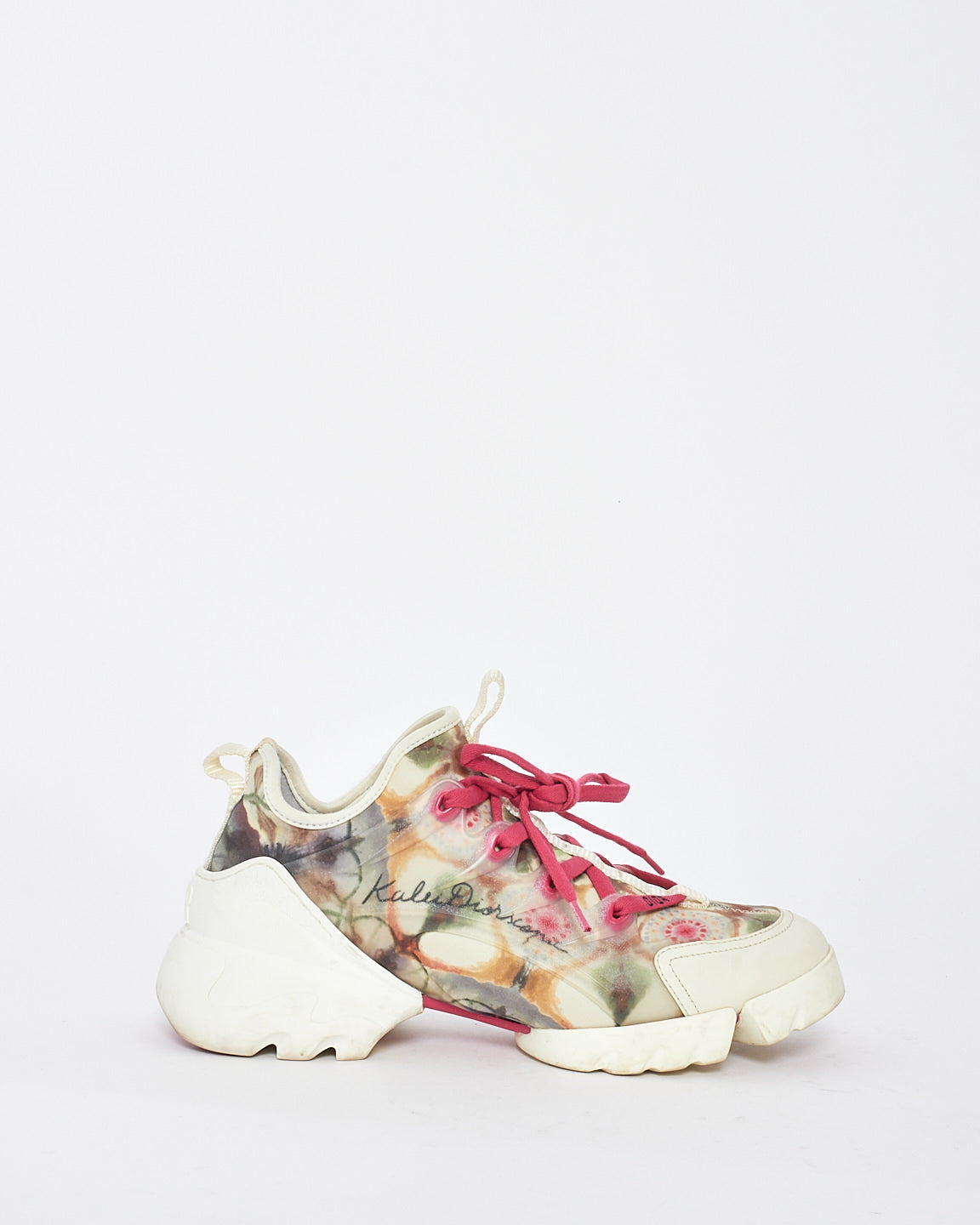 Dior Pink/White Kaleidiorscopic Fabric D-Connect Chunky Sneakers - 37.5