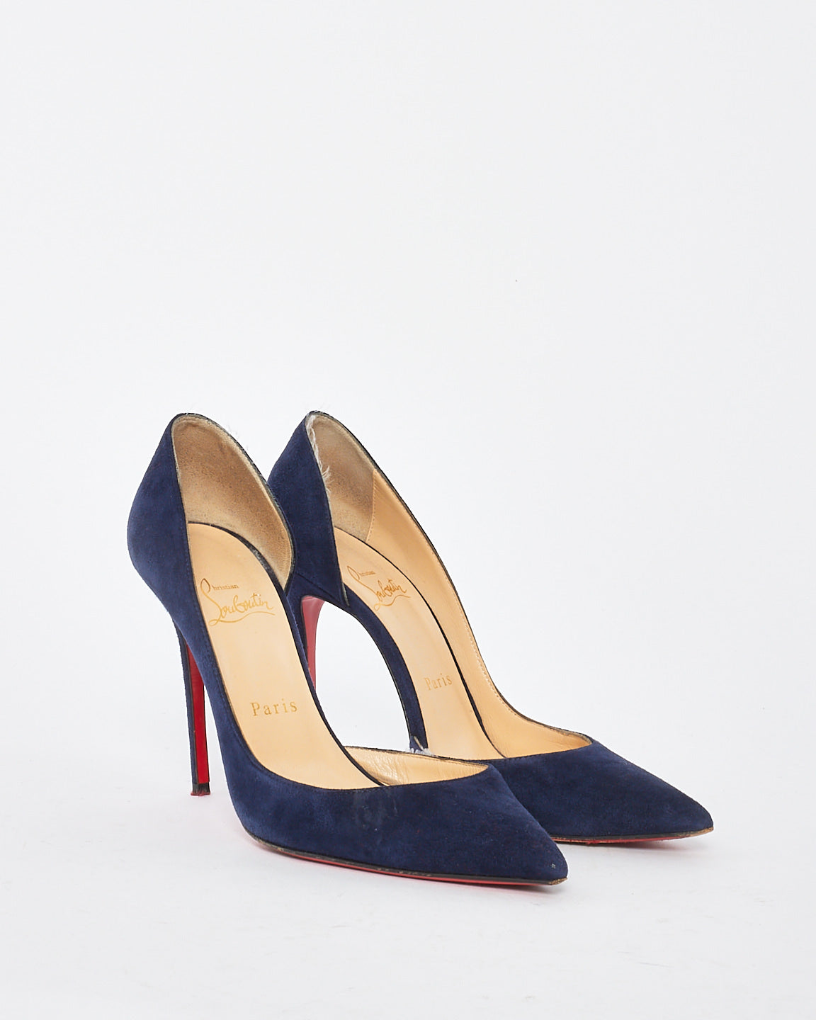 Christian Louboutin Navy Blue Suede Iriza 100 Pumps - 37