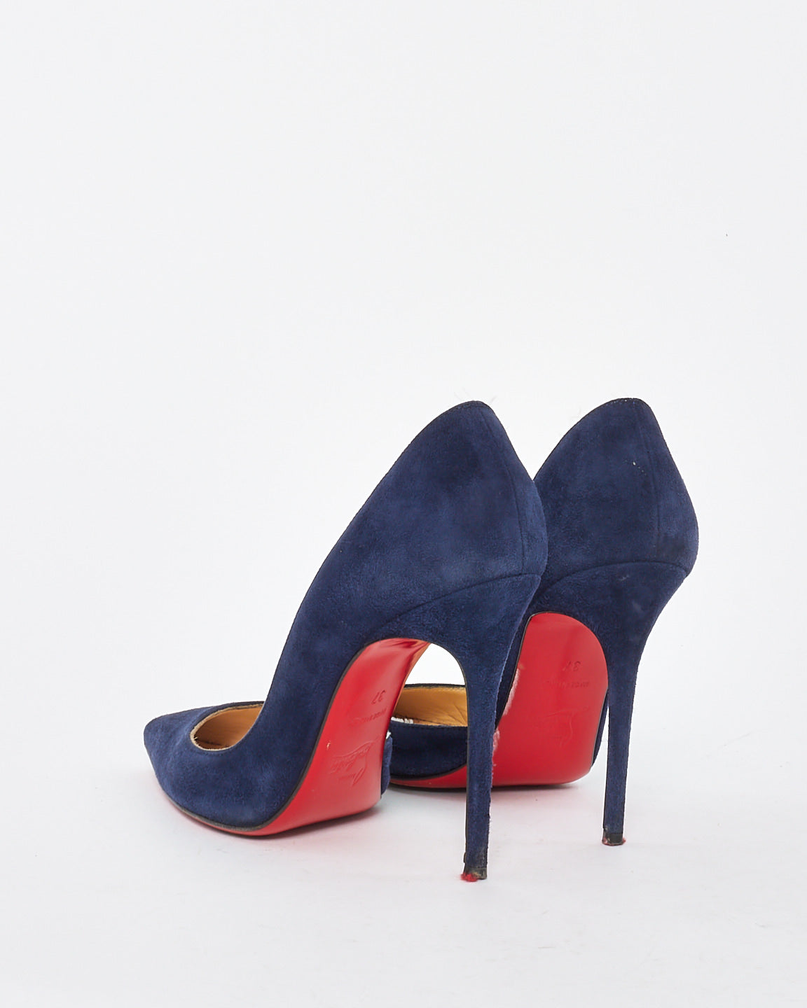 Christian Louboutin Navy Blue Suede Iriza 100 Pumps - 37