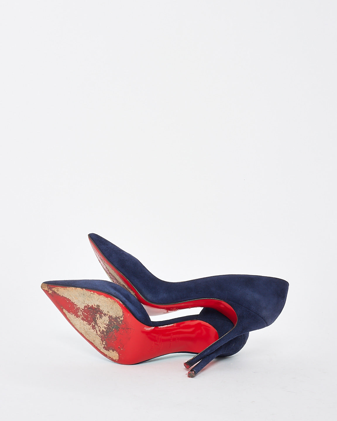 Christian Louboutin Navy Blue Suede Iriza 100 Pumps - 37