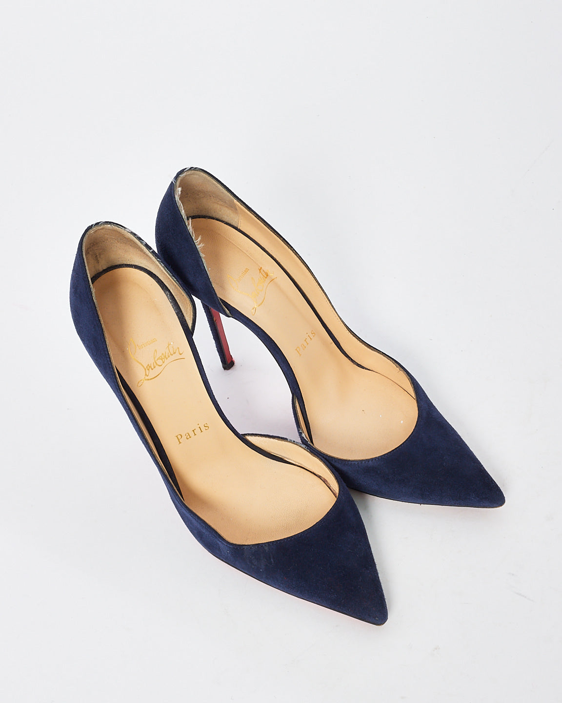 Christian Louboutin Navy Blue Suede Iriza 100 Pumps - 37