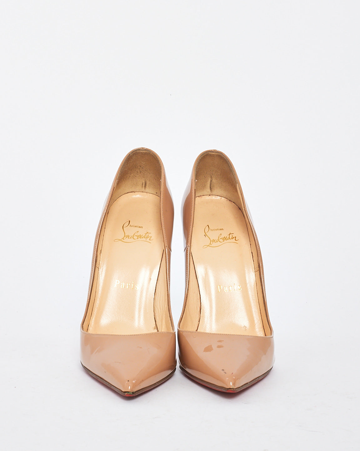 Christian Louboutin Nude Patent Leather So Kate Pumps - 37.5