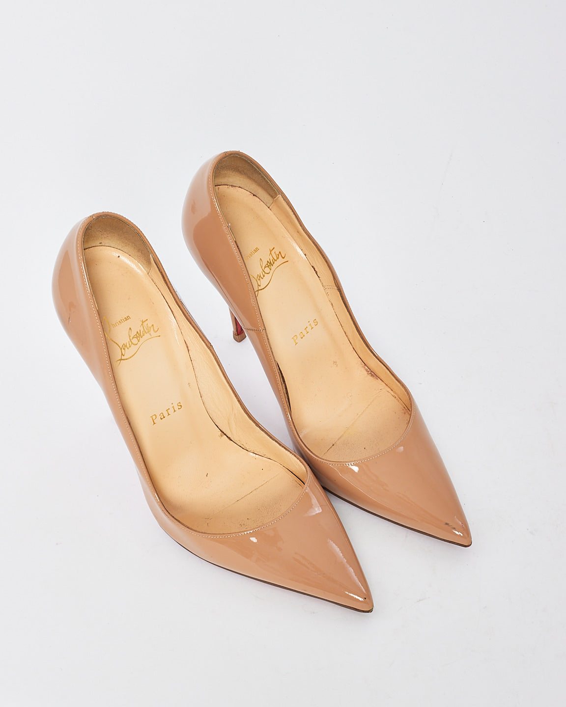 Christian Louboutin Nude Patent Leather So Kate Pumps - 37.5