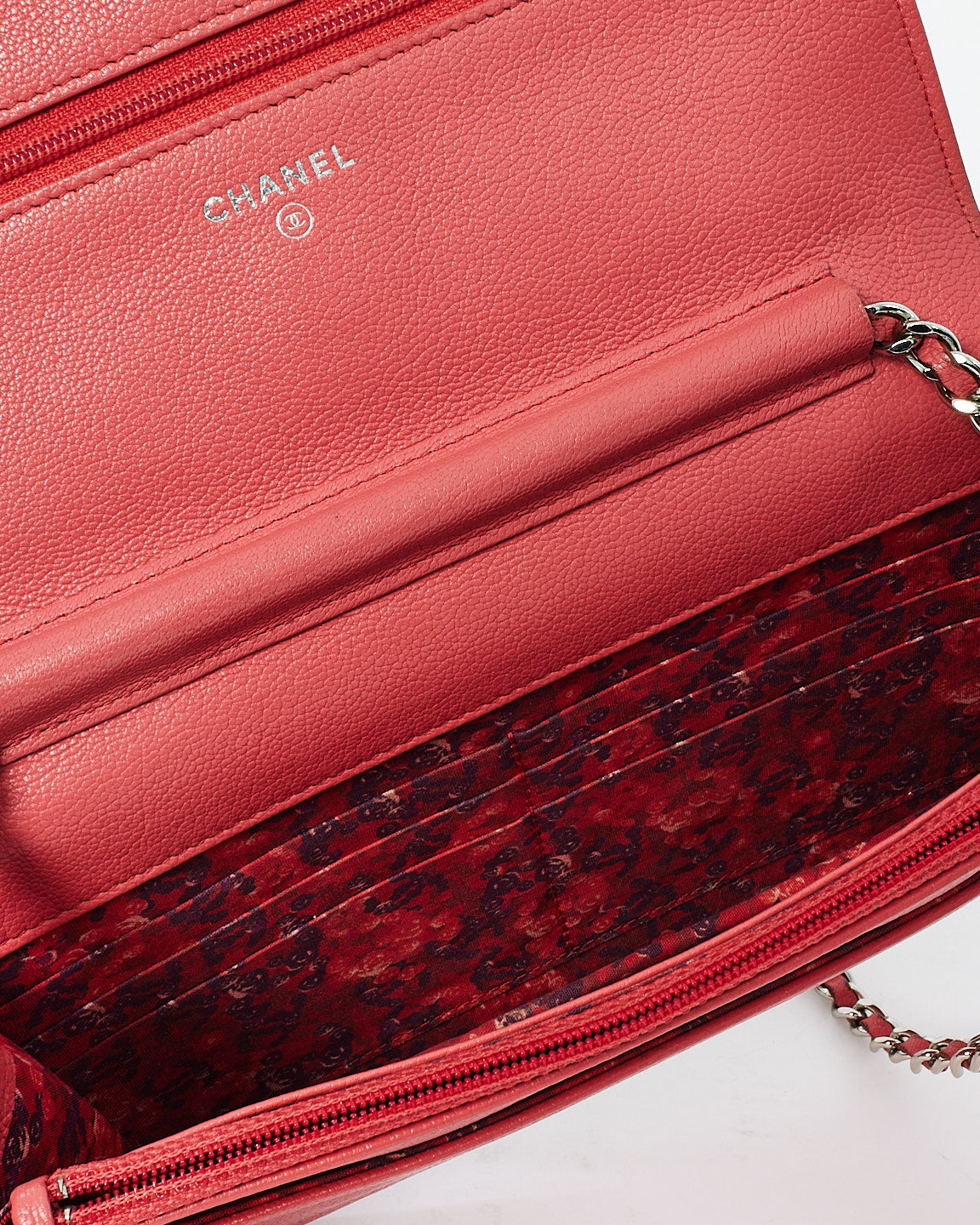 Chanel Coral Grained Leather CC Wallet On Chain Bag