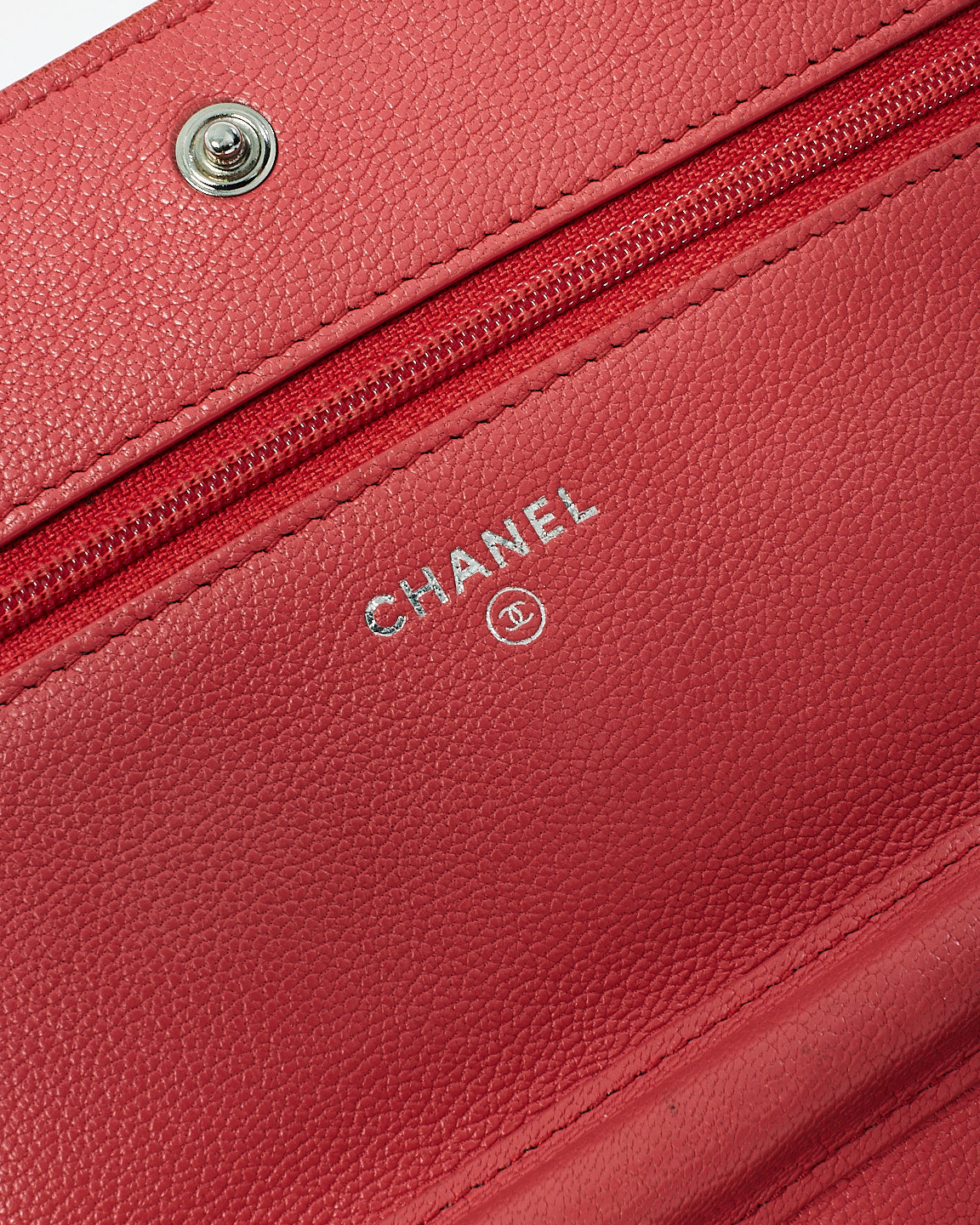 Chanel Coral Grained Leather CC Wallet On Chain Bag