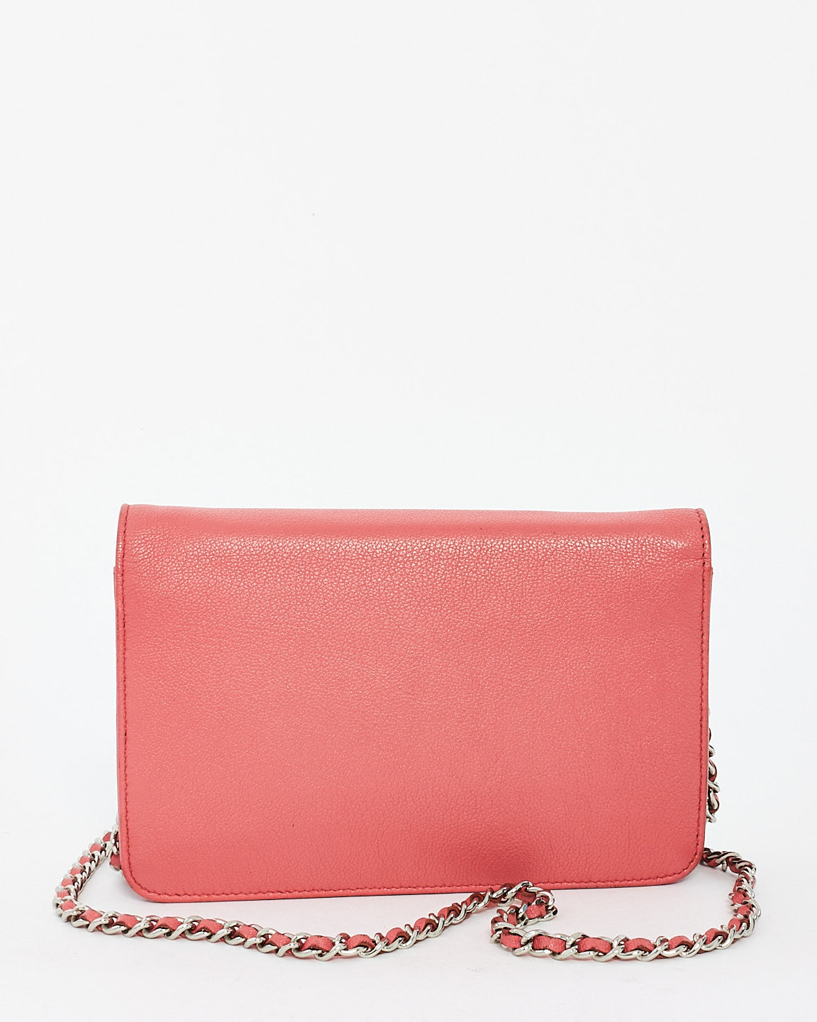 Chanel Coral Grained Leather CC Wallet On Chain Bag