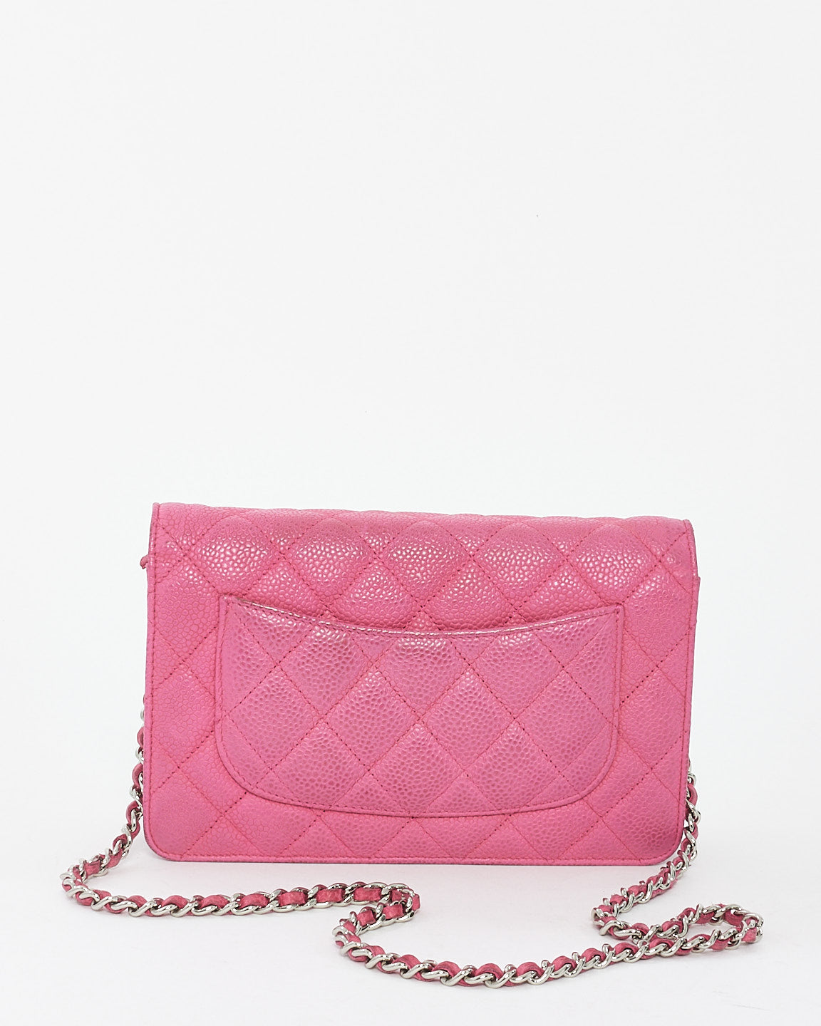 Chanel Pink Quilted Caviar Leather CC Wallet On Chain Bag