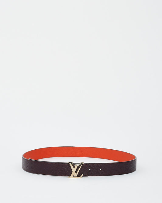 Louis Vuitton Orange/Eggplant Leather Reversible Logo Belt - 85/34