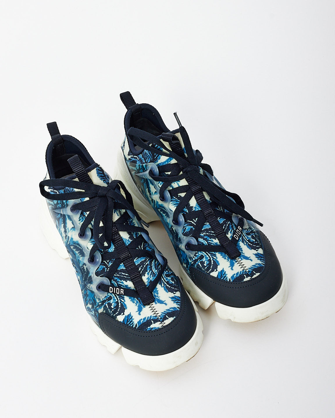 Dior Blue/White Kaleidiorscopic Fabric D-Connect Chunky Sneakers - 38