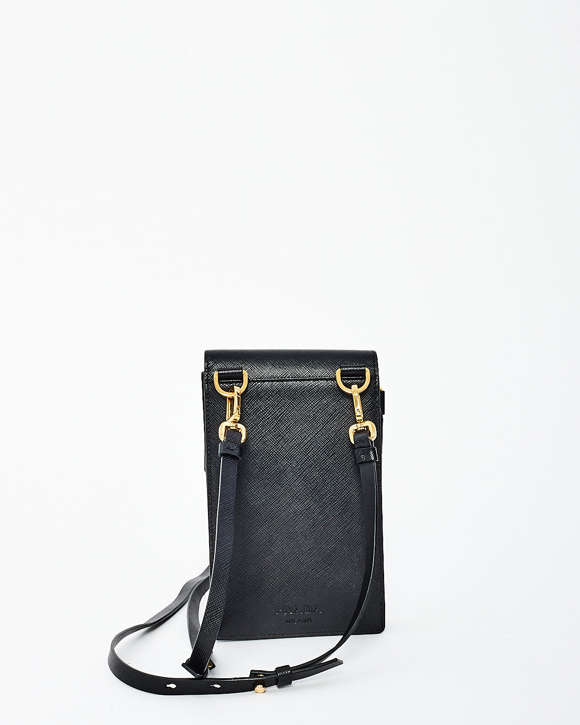 Prada Black Saffiano Leather Heart Lock Crossbody Bag