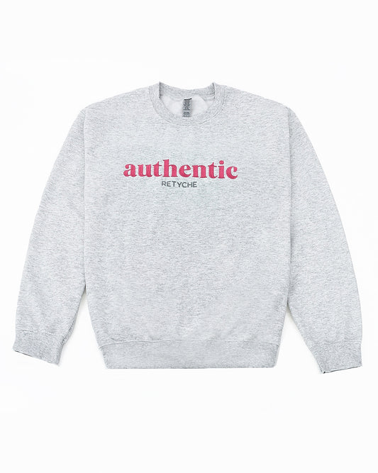 AUTHENTIC GREY/PINK CREWNECK SWEATSHIRT