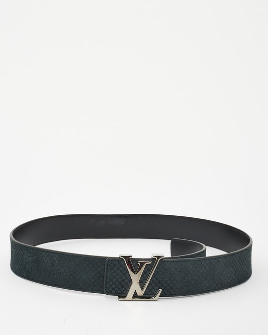 Louis Vuitton Black Suede Damier Initiales 40mm LV Logo Belt - 95/38