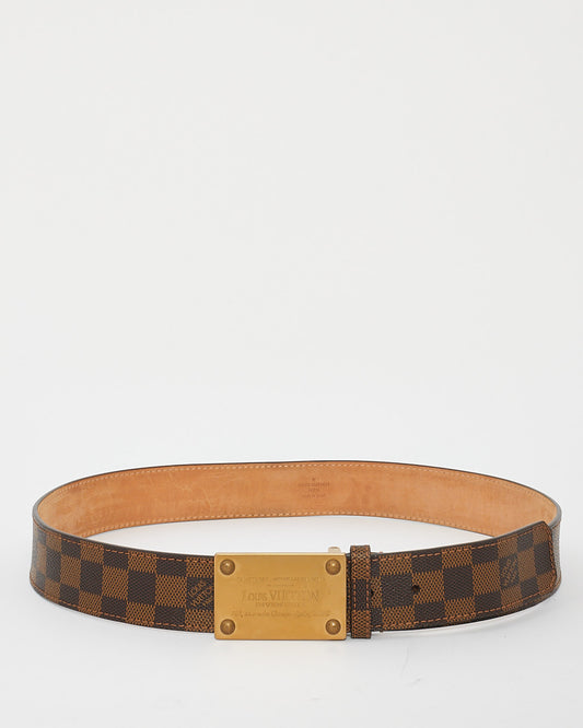 Louis Vuitton Damier Ebene Brushed Gold Plate Inventeur Belt - 95/38