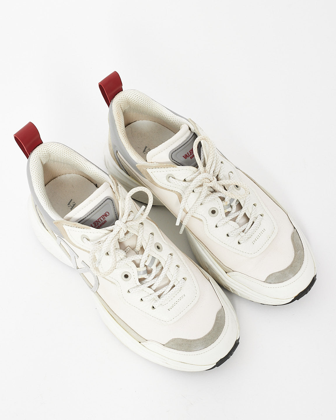 Valentino White Leather Bounce Sneakers - 38.5