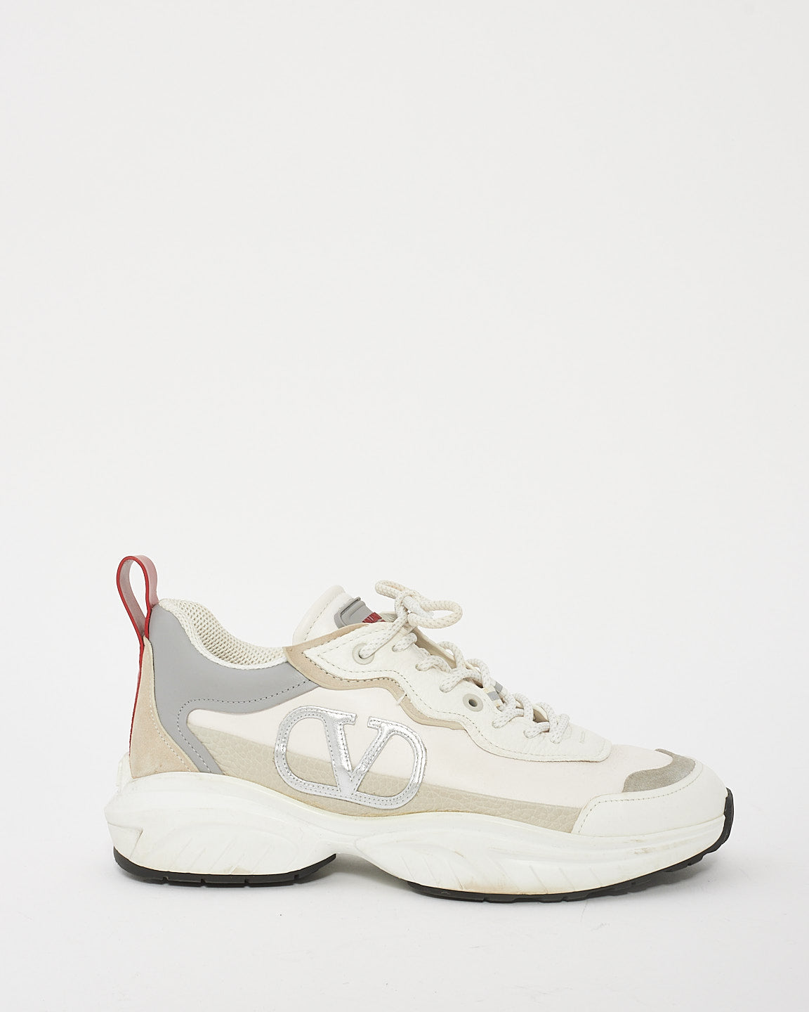 Valentino White Leather Bounce Sneakers - 38.5