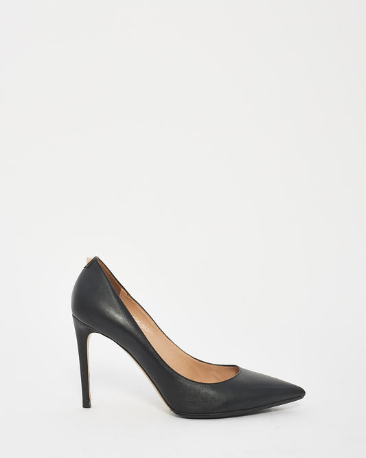 Valentino Black Leather PointedToe Pumps - 38.5