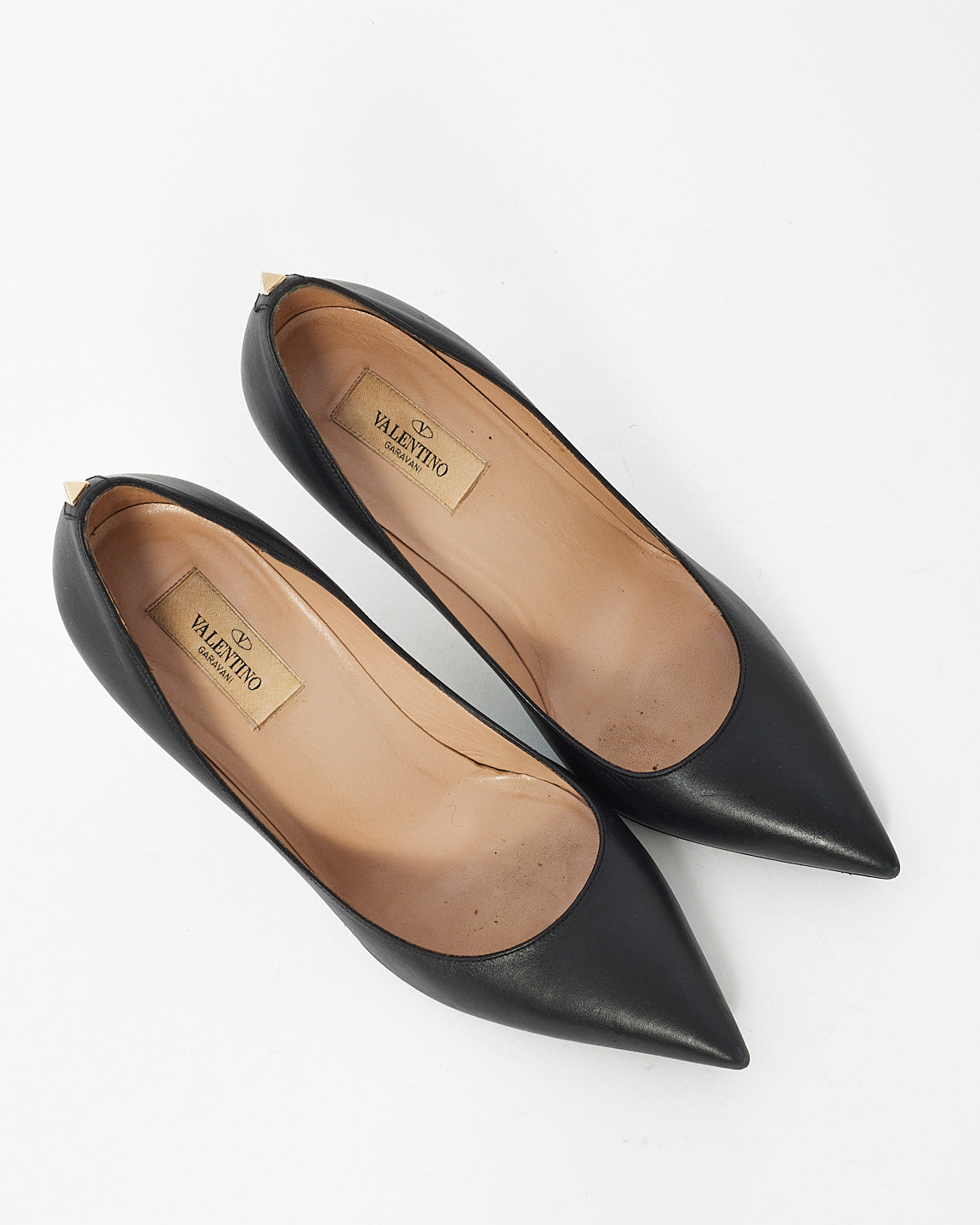 Valentino Black Leather PointedToe Pumps - 38.5