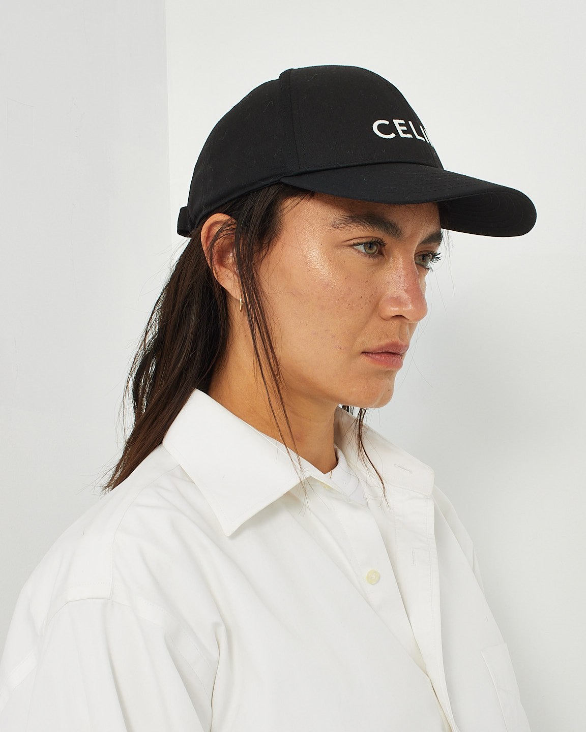 Celine Black Cotton Logo Baseball Hat - M