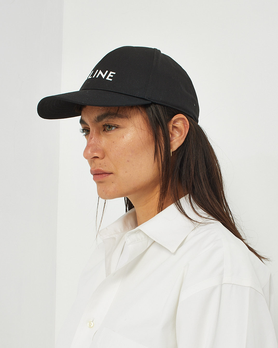 Celine Black Cotton Logo Baseball Hat - M