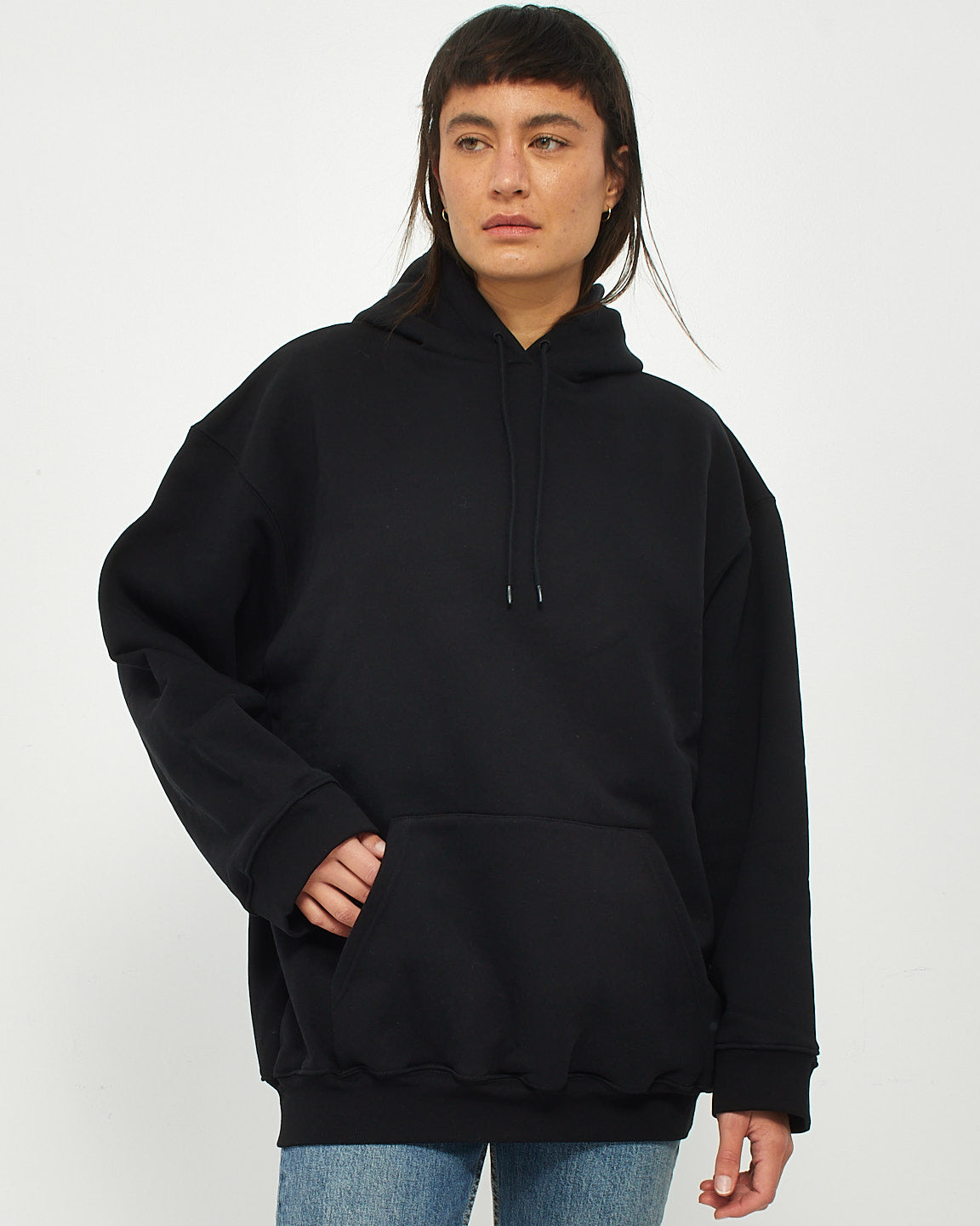 Balenciaga Black Cotton Logo Hoodie - M