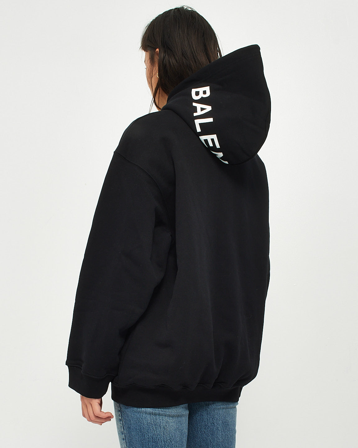 Balenciaga Black Cotton Logo Hoodie - M