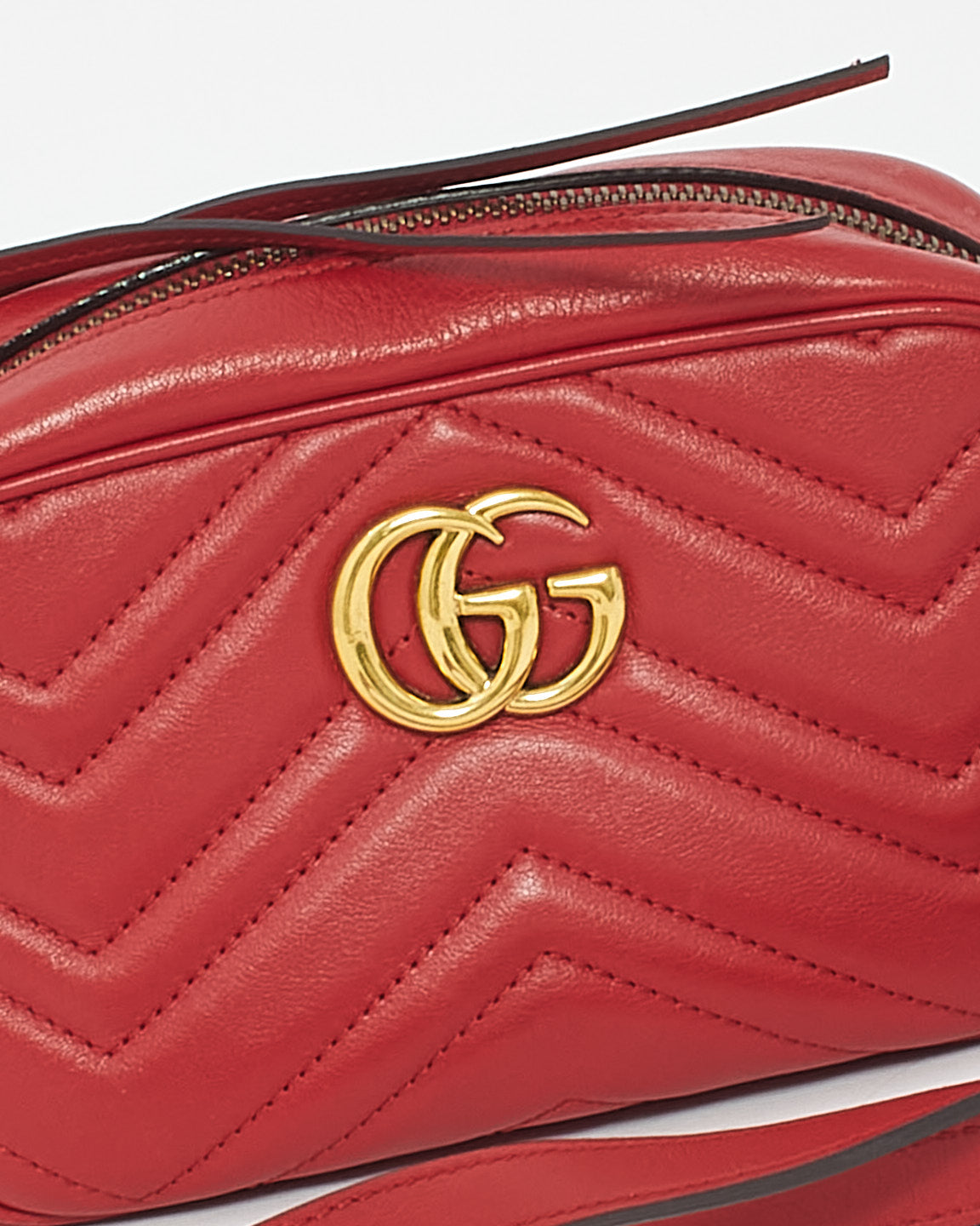 Gucci Red Matelassé Leather Marmont Mini Camera Bag