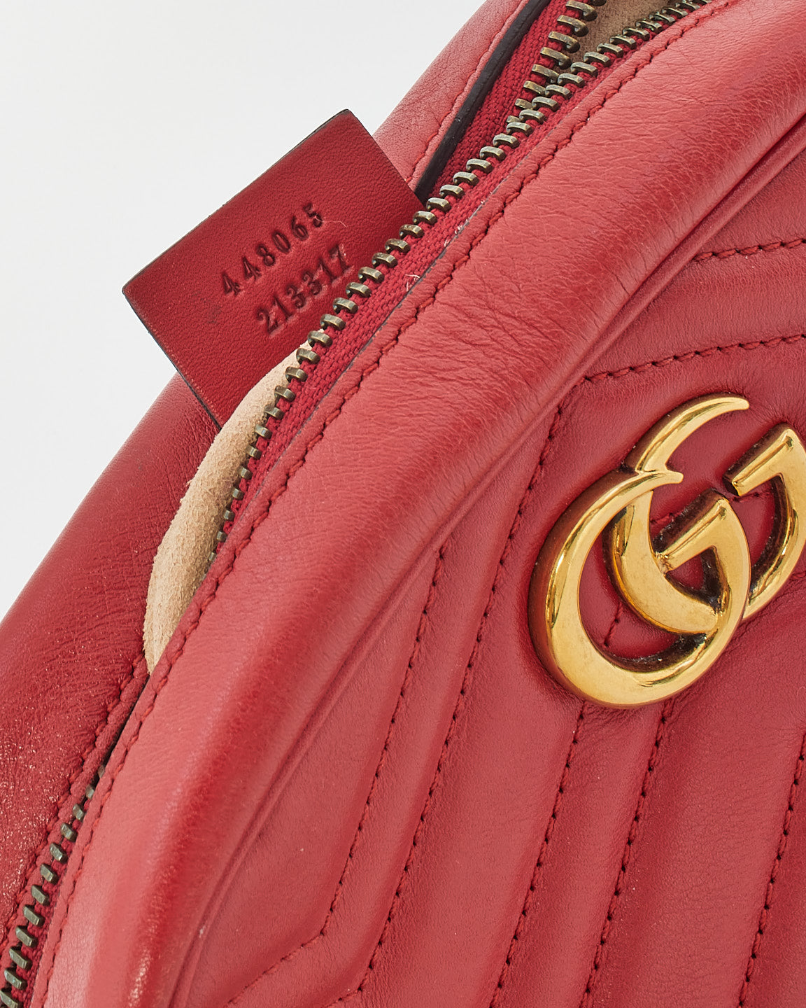 Gucci Red Matelassé Leather Marmont Mini Camera Bag