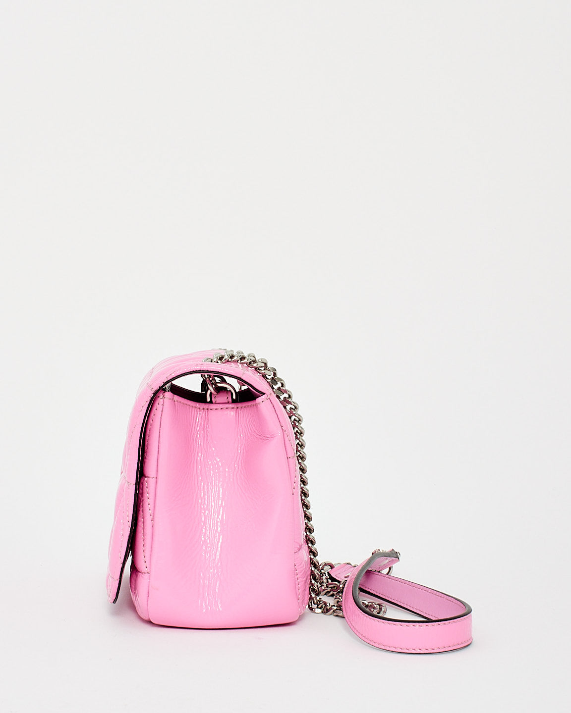 Versace Pink Patent Leather Virtus Shoulder Bag