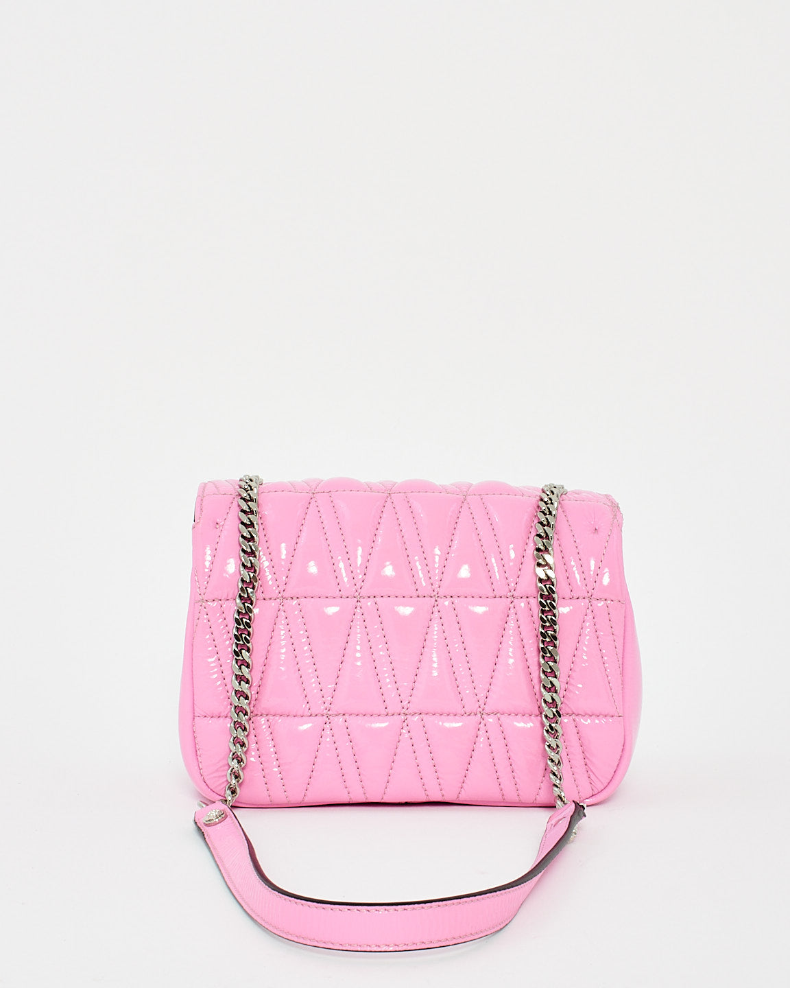 Versace Pink Patent Leather Virtus Shoulder Bag