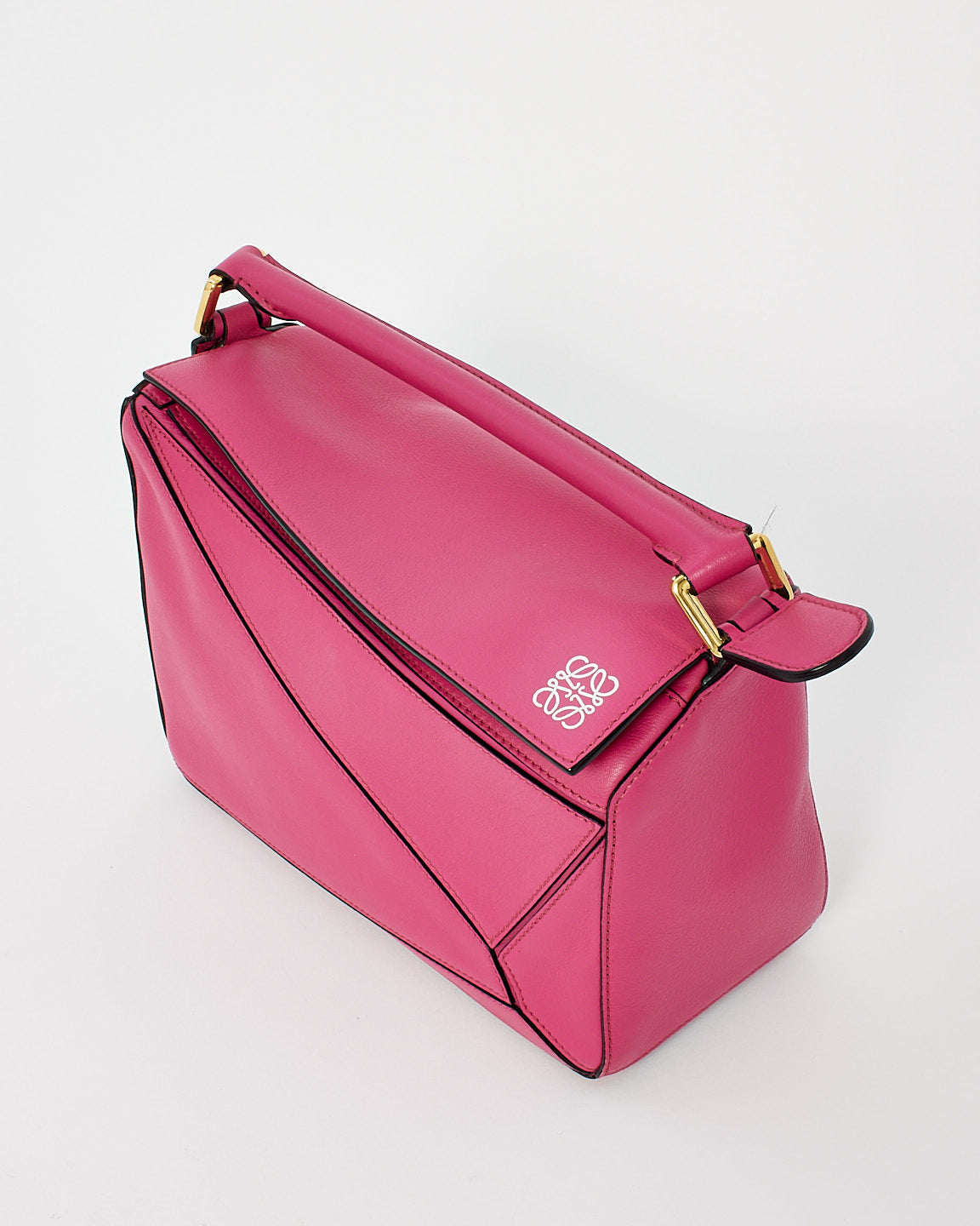 Loewe Pink Fuchsia Leather Small Puzzle Bag